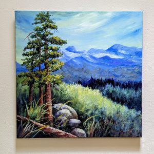 Acrylic painting on canvas of a cascadian high alpine ridge